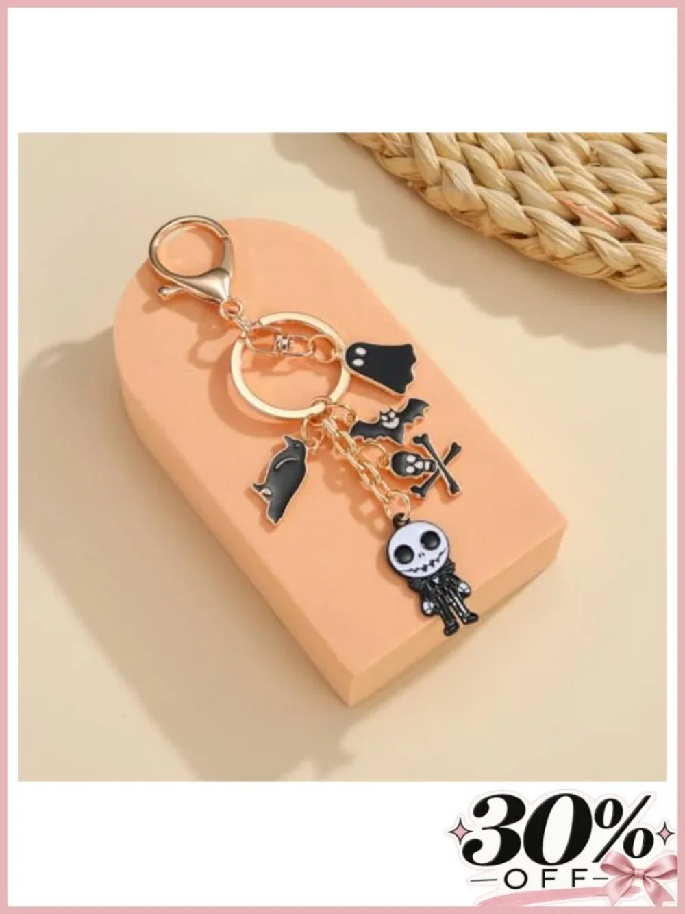 Halloween Enamel Charms Keychain Lobster Claw Gold-Tone